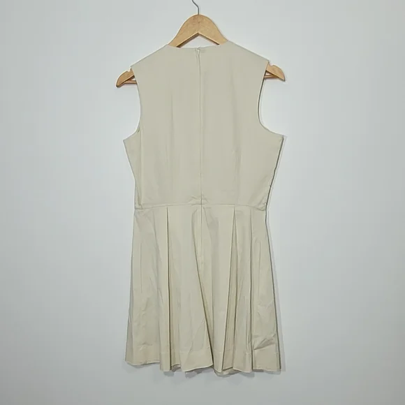 & Others Stories Ivory Cotton Pleated Bottom Pockets Business Zipper Back Sz 40 - Picture 10 of 13